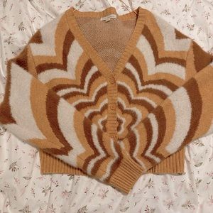 orange flower print cardigan